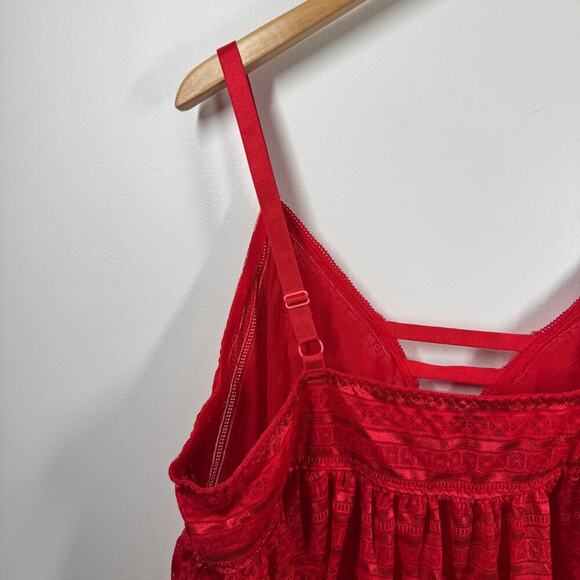 Torrid Babydoll Tank Women 5X Plus Size Red Lace Romantic Adjustable Straps Top - Picture 6 of 7